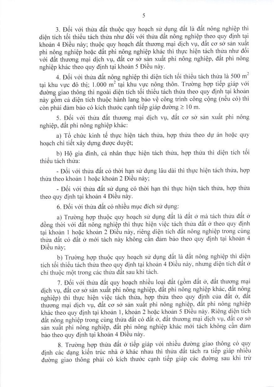 Quy dinh dieu kien tach thua dat Tinh Lam Dong 01112021 2
