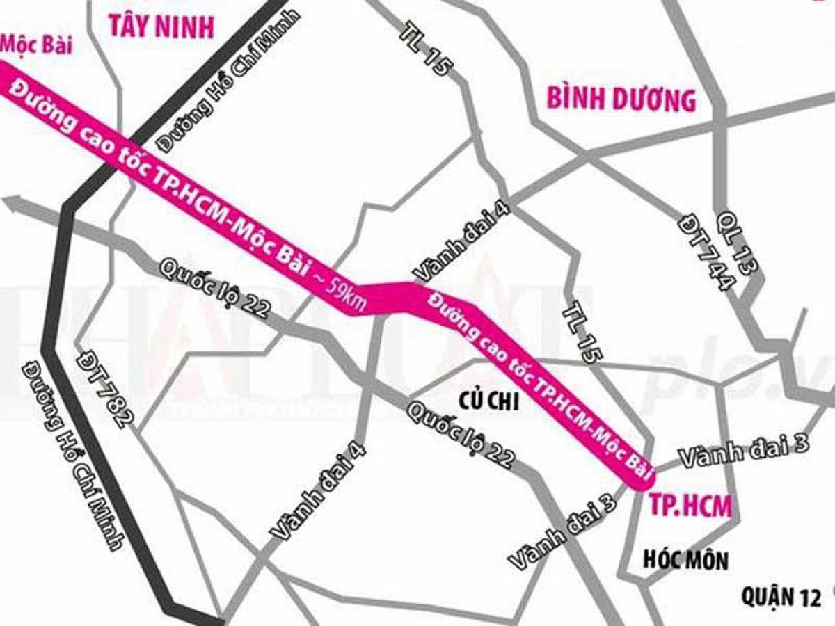 Hướng tuyến quy hoạch đường cao tốc Tây Ninh nối Hồ Chí Minh