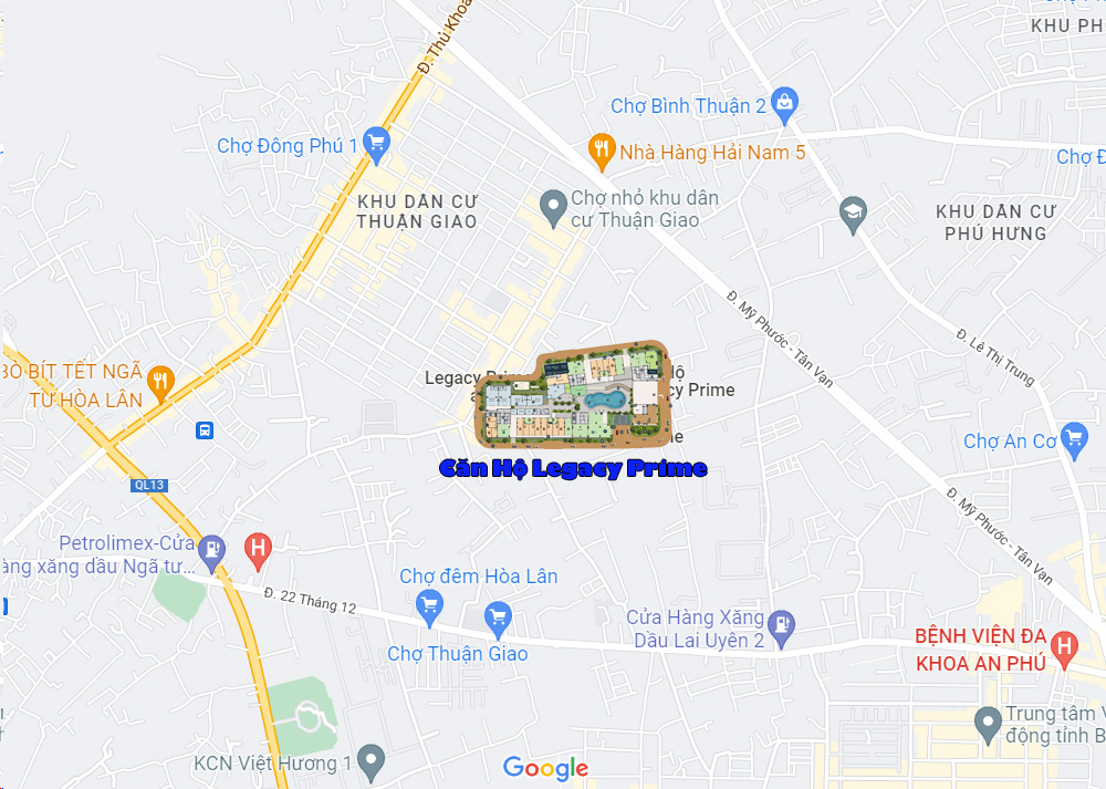 Vi tri du an Legacy Prime tren ban do Google Map moi nhat